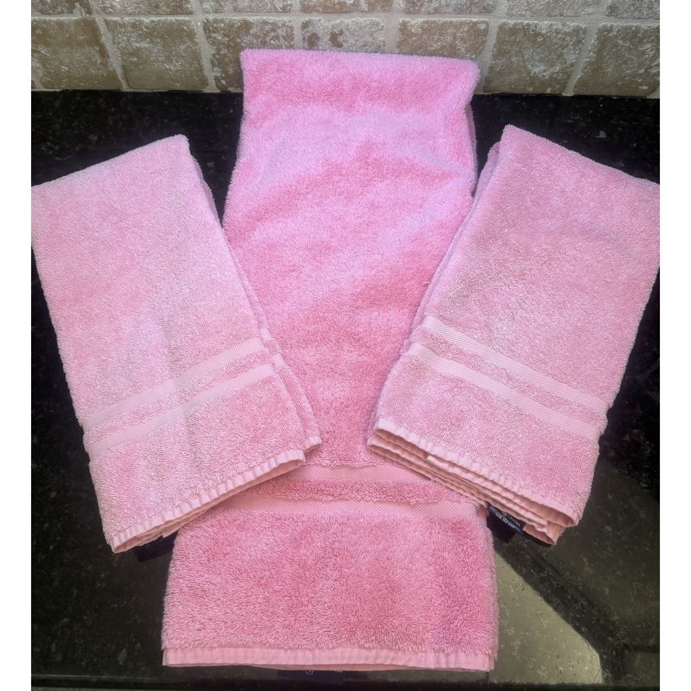 RALPH LAUREN Home Pink Hand Towel & Bath Towel 3 Piece Set